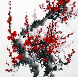 【已售】何华贤 三尺《红梅映月》 颍淮书画名家