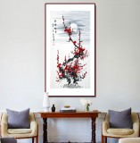 【已售】何华贤 三尺《红梅映月》 颍淮书画名家