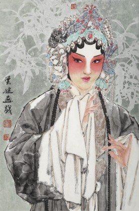 【已售】梁健 《清风》 当代百杰画家 中美协会员 代表作花旦题材