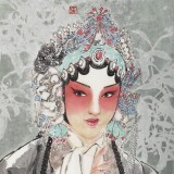 【已售】梁健 《清风》 当代百杰画家 中美协会员 代表作花旦题材