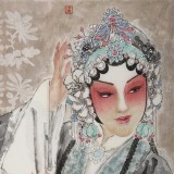 梁健 《菊香》 当代百杰画家 中美协会员 代表作花旦题材