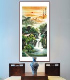 【已售】吴东 四尺《流水生财》 著名易经风水画家