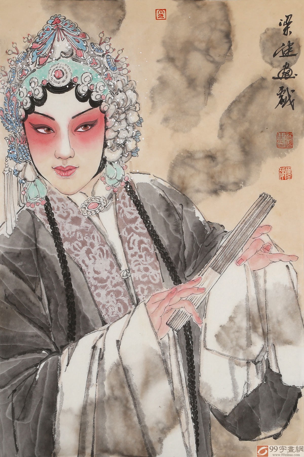 墨丹日记:小青绿山水，墨丹国画作品_兴艺堂