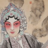 【已售】梁健 《妙韵丹青》 当代百杰画家 中美协会员 代表作花旦题材
