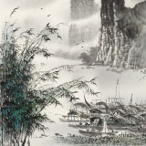 【已售】张慧仁 四尺斗方《清江迷雾》 广西山水画家协会常务理事