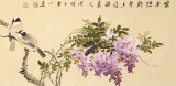 【已售】皇甫小喜 四尺对开《紫藤花开》 河南著名花鸟画家