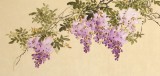 【已售】皇甫小喜 四尺对开《紫藤花开》 河南著名花鸟画家
