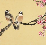 【已售】皇甫小喜 四尺斗方《梅雀闹春》 河南著名花鸟画家