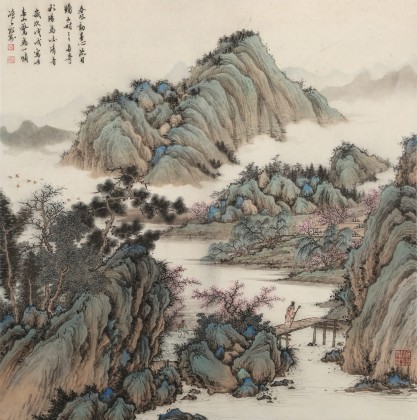 【已售】吴显刚 四尺斗方《春山图》 贵州七星关美协主席
