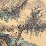 【已售】吴显刚 卡纸团扇《溪山论道》 贵州七星关美协主席