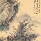 【已售】吴显刚 卡纸团扇《溪山论道》 贵州七星关美协主席