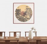 吴显刚 卡纸团扇《观瀑图》 贵州七星关美协主席