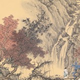 吴显刚 卡纸团扇《观瀑图》 贵州七星关美协主席