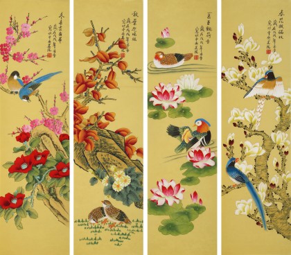 【已售】凌雪 四条屏《春夏秋冬》 北京美协会员