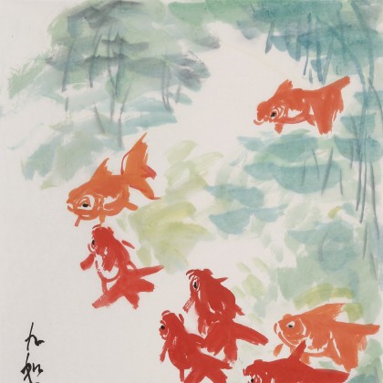 水墨画 水墨画 色紙「 滝図」 | 藤原六間堂 Rockendou Gallery