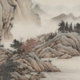 【已售】吴显刚 四尺斗方《溪山访友》 贵州七星关美协主席