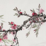【已售】向士平 四尺斗方《桃花流水鳜鱼肥》 三峡大学艺术学院教授