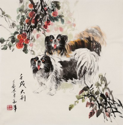 【已售】尹和平 四尺斗方《大利》 当代乡土童趣绘画名家