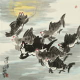王永刚 四尺斗方《噬月图》 国家一级美术师