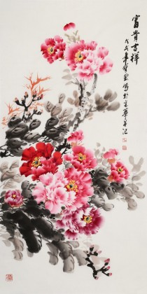 【已售】王宝钦 四尺《富贵吉祥》当代花鸟牡丹画名家（询价）