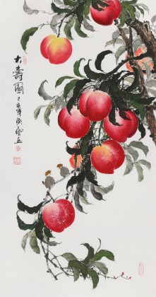 【已售】黄艺三尺风水吉利国画《大寿图》