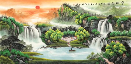 【已售】吴东 四尺《宝地生金》 著名易经风水画家