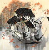 【已售】苗雨 四尺斗方《秋日的江南》 辽宁工美教授 师从吴冠中