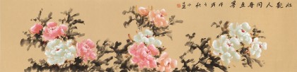 【已售】皇甫小喜 四尺对开《壮观人间春世界》 河南著名花鸟画家
