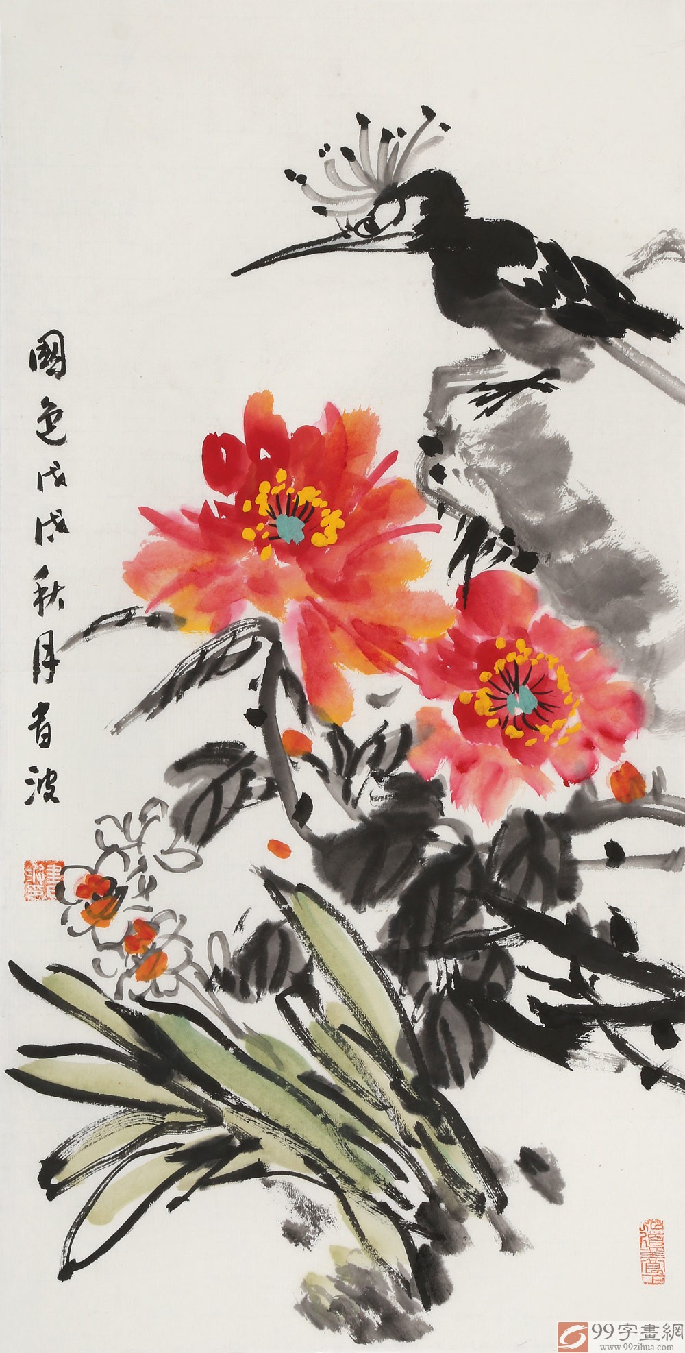 邢书波花鸟画作品《国色》 - 花鸟画 - 99字画网