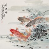 梁景欣 四尺斗方《鱼游图》 学院派画家