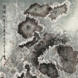 【已售】王宝钦六尺《荷塘初雪》当代花鸟牡丹画名家（询价）