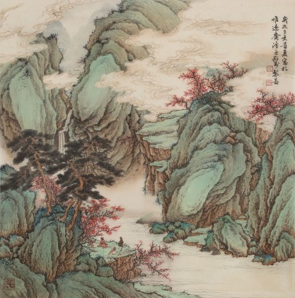 【已售】吴显刚 四尺斗方《行到水穷处 坐看云起时》 贵州七星关美协主席