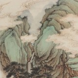 【已售】吴显刚 四尺斗方《行到水穷处 坐看云起时》 贵州七星关美协主席