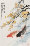 【已售】梁景欣 四尺三开《年年有余》 学院派画家