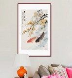 【已售】梁景欣 四尺三开《年年有余》 学院派画家
