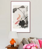【已售】梁景欣 四尺三开《连年有余》 学院派画家