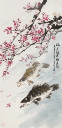 梁景欣 三尺《桃花流水鳜鱼肥》 学院派画家