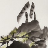 【已售】庾超然 四尺三开《荷塘翠影》 黄鹤楼书画院院长