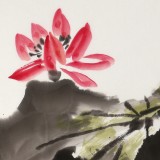 【已售】庾超然 四尺三开《荷塘翠影》 黄鹤楼书画院院长