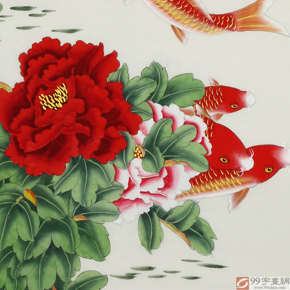 中央美院凌雪花鸟画《富贵有余》 - 九鱼图- 99字画网