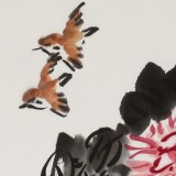 【已售】庾超然 四尺三开《秋菊》 黄鹤楼书画院院长