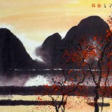 陈献钧 四尺三开《秋江烟雨》