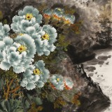 【已售】王宝钦 六尺《绿宝图》当代花鸟牡丹画名家（询价）