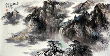 杨春 四尺《春韵》老一辈广西著名山水画家 2005年作