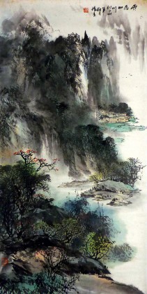 【已售】杨春 四尺《雨后山川》老一辈广西著名山水画家（微信询价）