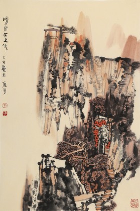 张勇 四尺三开《清泉石上流》 吉林著名山水画家