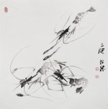 【已售】庾超然 四尺斗方《虾趣》 黄鹤楼书画院院长