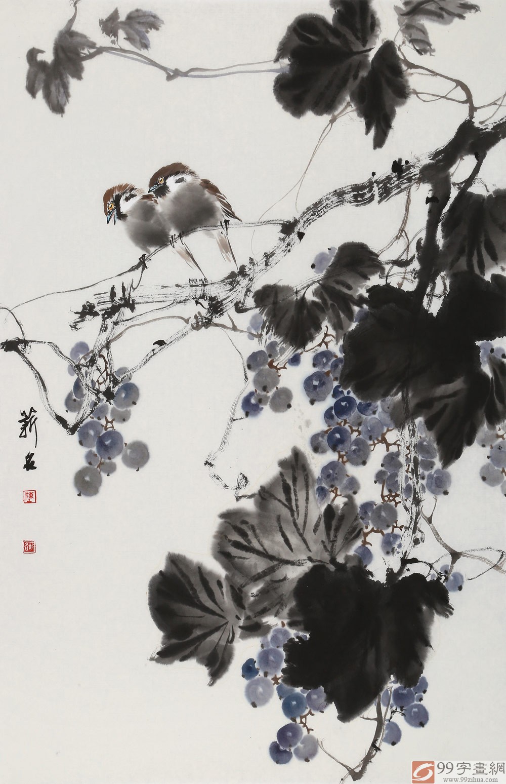 【国画葡萄|写意葡萄画】图片_欣赏_交易 - 99字画网