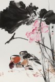 【已售】陈薪名《荷花鸳鸯图》第六届全国花鸟画展金奖获得者