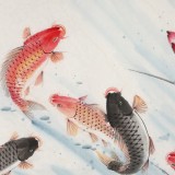 【已售】梁景欣 六尺斗方《九顺呈祥》 青大美院学院派画家